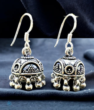 The Devina Silver Antique Jhumkas