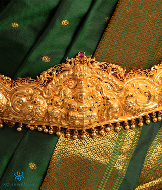 The Rudrani Lakshmi Silver Peacock Oddiyanam (Waist belt with Tassle)