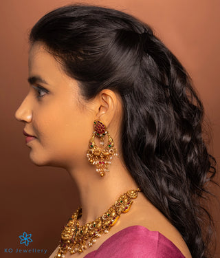 The Peshkash Silver Jadau Peacock Chand Bali Earrings