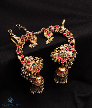 The Vandana Silver Peacock Earcuff Jhumka