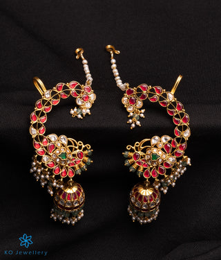 The Vandana Silver Peacock Earcuff Jhumka