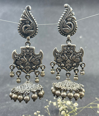 The Vintage Silver Peacock Jhumkas