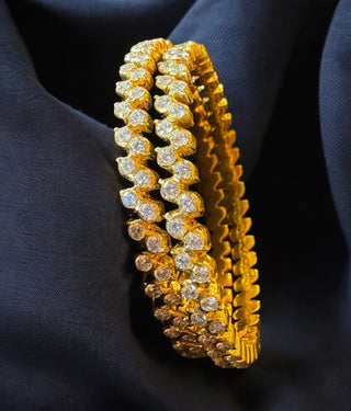 The Vriddhi Silver Traditional Close Setting Diamond Bangle -Single (Size 2.6)