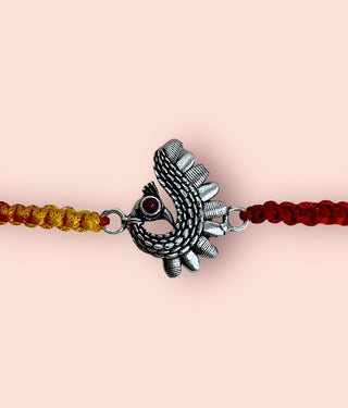 The Yajvan Peacock Silver Rakhi