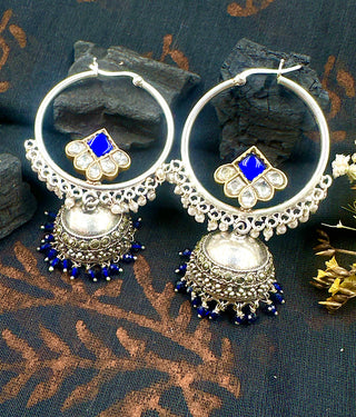 The Silver Antique Bali Jhumkas (2 tone)