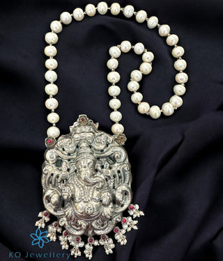 The Ganadevata Silver Ganesha Pearl Nakkasi Necklace