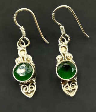 The Ravina Silver Gemstone Earrings (Green)