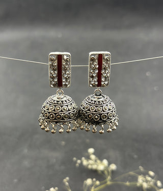 The Ochre Silver Marcasite Jhumkas