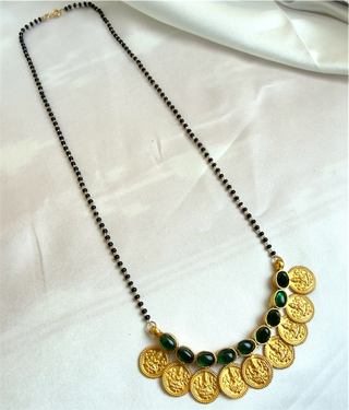 The Prarthana Silver Coin Mangalsutra (Green)