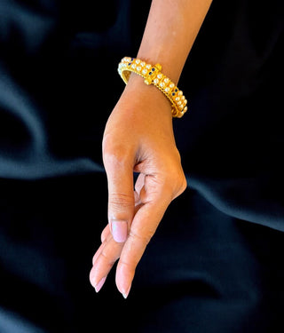 The Prisha Silver Pearl Bracelet Muttina Bale -Single ( Blue /Size /2.2/2.4/2.6/2.8)