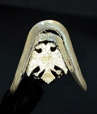 The Virat Silver Gandaberunda Adjustable Vanki Finger Ring