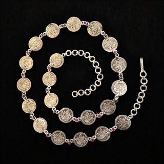 The Niraja Silver Lakshmi Kemp Kasumala Necklace (Oxidised)