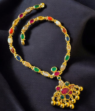 The Vedya Silver Navaratna Necklace