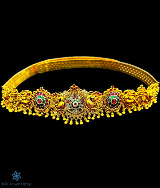 The Niharika Silver Jadau Oddiyanam Waist belt