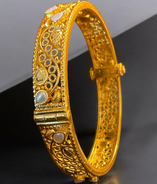 The Nrtu Silver Filigree Pearl Openable Bracelet - Single (Size /2.2/2.4/2.6/2.8)