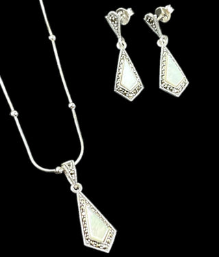 The Misha Silver Marcasite Pendant Set