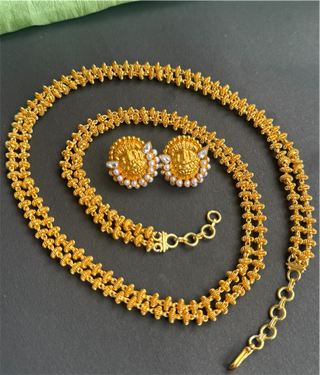 The Aaradhya Two layer silver Tulsi mala Necklace & Earrings