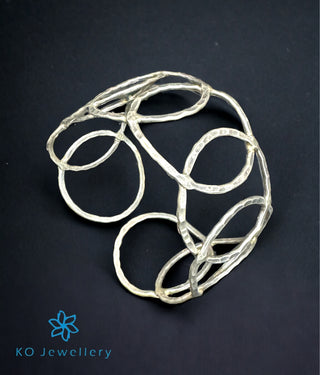 The Circled Silver Flexible Open Bracelet