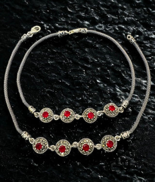 The Mihira Silver Marcasite Anklets