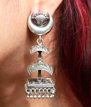 The Layered Antique Silver Jhumka