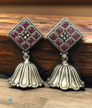 The Rhombus Silver Kemp Jhumkas (Oxidised)