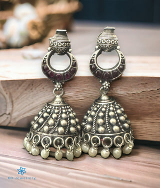 The Half-Moon Silver Kemp Jhumkas (Oxidised)