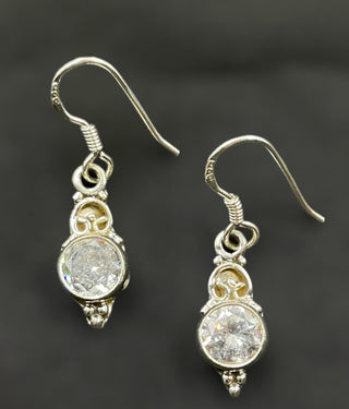 The Nidra Silver Gemstone Earrings (White)