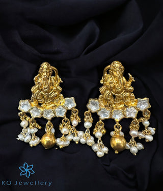 The Gajapati Silver Jadau Earrings