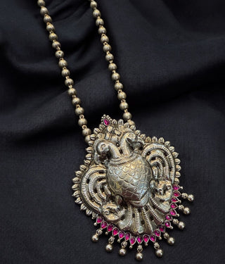 The Vihaga Silver Gandaberunda Necklace (Oxidised)