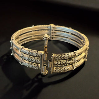The Sharanya Ornate Silver Bracelet-Single (Oxidised/Size /2.2/2.4/2.6/2.8)