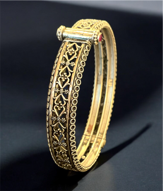 The Tapti Silver Designer Filigree Bracelet-Single (Oxidised/Size /2.2/2.4/2.6/2.8)