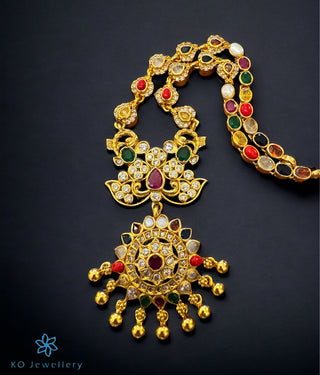 The Arunodaya Silver Navratna Necklace