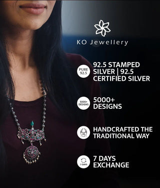 The Veda Silver Kasu Necklace (Oxidised)