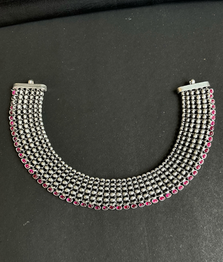 The Ratnajala Silver Kempu Necklace (Oxidised)