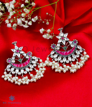 The Phulkari Silver Kundan Earrings