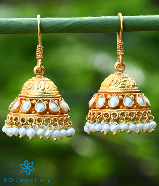 The Madhurya Silver Pearl Jhumka