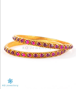 Gorgeous red and golden temple jewellery bangles online