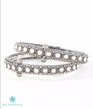 Pearl and silver temple jewellery bangles