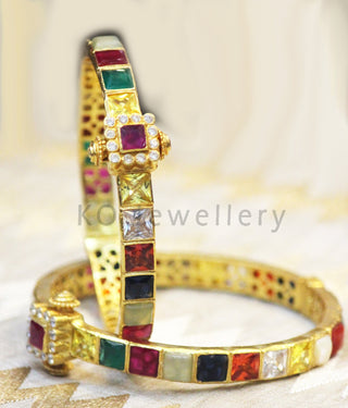 The Sampada Silver Navaratna Bracelet (Size /2.2/2.4)