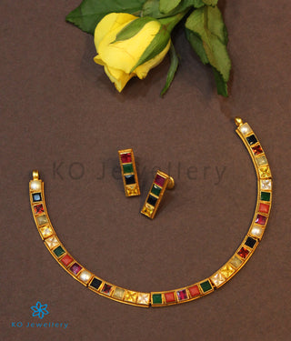 The Preksha Silver Navratna Necklace