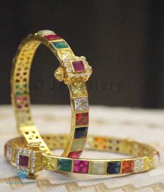 The Sampada Silver Navaratna Bracelet (Size /2.2/2.4)