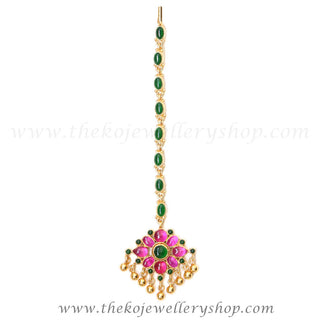 silver with gold plating- bridal jewelry ,maang tika, teeka, tikka  