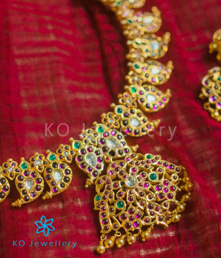 Handcrafted gold dipped kempu necklace set online