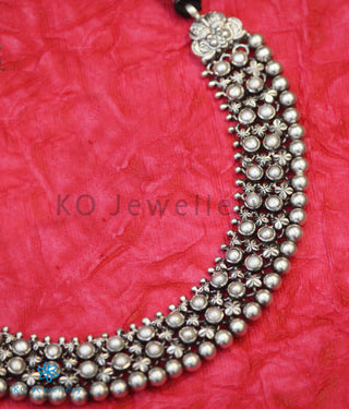 The Adhanika Antique Silver Pearl Necklace (Oxidised)