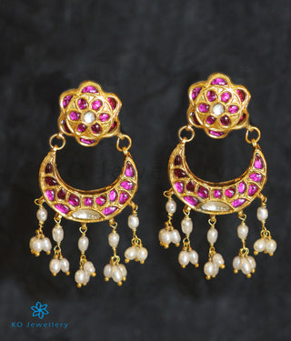 The Nazreen Silver Kundan Chand-Bali Earrings