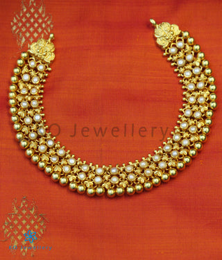 The Adhanika Antique Silver Pearl Necklace