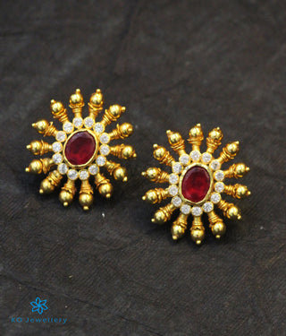 The Gajra Silver Ear-studs (Red)