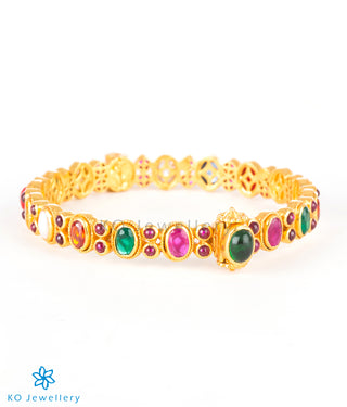 Gold plated silver navratna bangle online