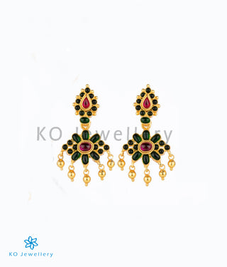 The Dvaita Silver Kempu Reversible Earrings(Red/Green)