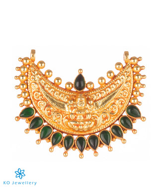 gold plated long necklace with Lakshmi pendant